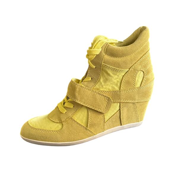 Ash Bowie Wedge Limited Edition Lemon Yellow Suede Canvas Sneaker Sz 10.5 / 11 - Picture 5 of 15